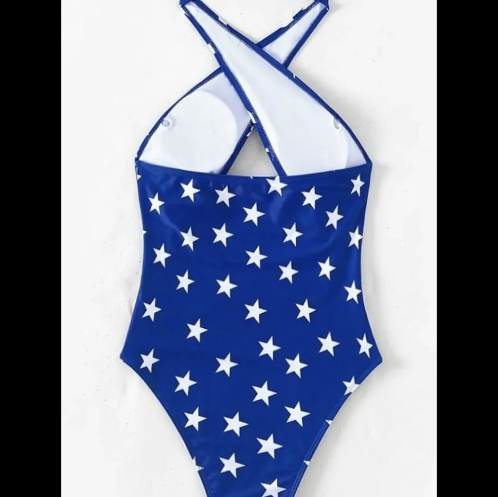 Star-Spangled Halter Monokini Bikini - Blue, Red & White